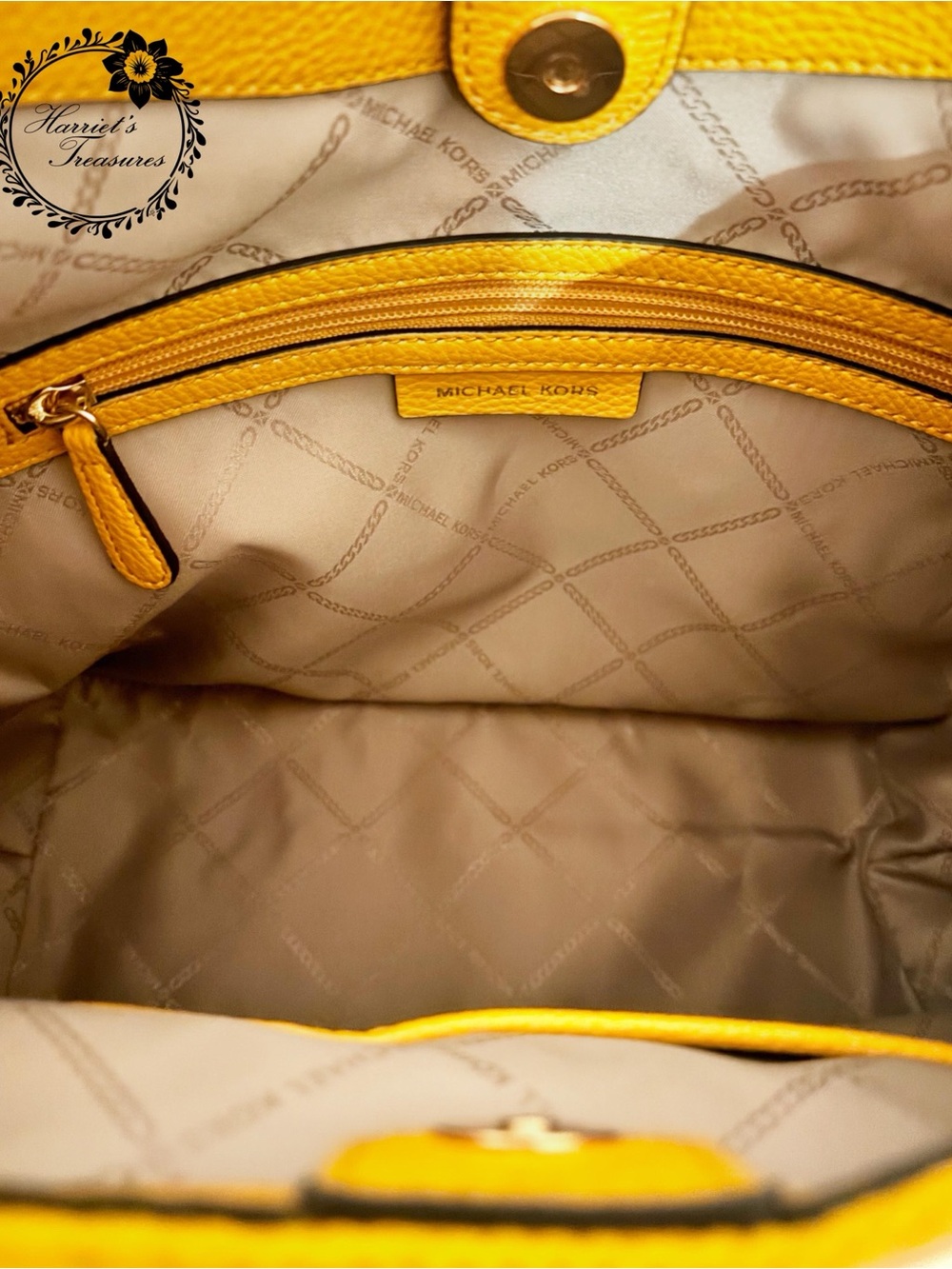 Michael Kors Yellow Leather Shoulder Tote with Rope Handle - Picture 6 of 7
